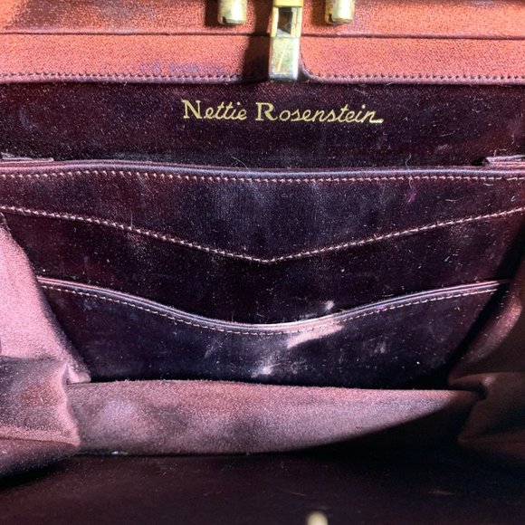 Vtg NETTIE ROSENSTEIN Mink Fur Silk Animal Print Handbag Purse 1950s - Picture 9 of 10